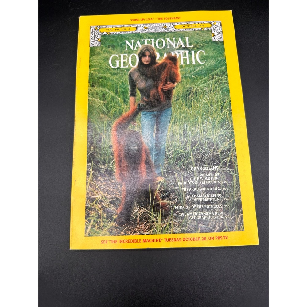 National Geographic October 1975 Magazine Orangutans Arab World Alabama Vintage